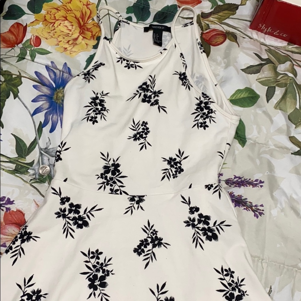 Black and white halter dress